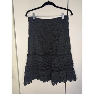 Vintage Black Crochet Floral Pattern Skirt